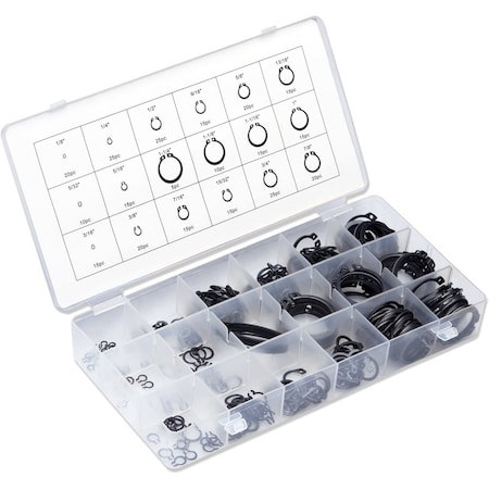 Neiko Snap Ring Shop Assortment, 300 Piece Retaining Ring Set, 18 Sizes (1/8'' - 1-1/4'') 50458A