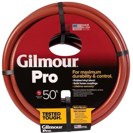 Gilmour 3/4 in ID x 50 ft L Garden Hose, Rubber, Vinyl Tube, Red 840501-1001