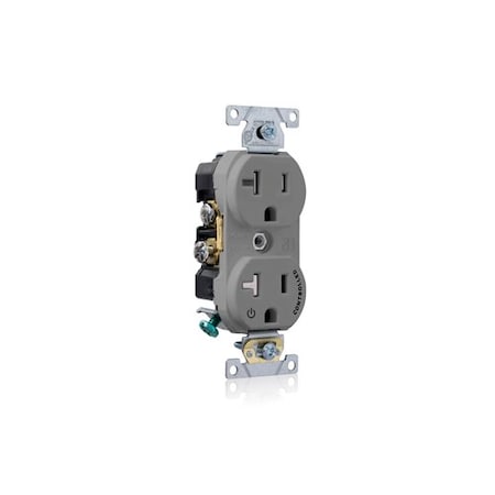 Leviton Duplex Receptacle Outlet, 20A, Gray, 125V TBR20-S1G