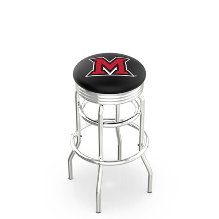Holland Bar Stool Co 30" Chrome 2-Ring Miami (OH) Swivel Bar Stool, Accent Ring L7C3C30Mia-OH