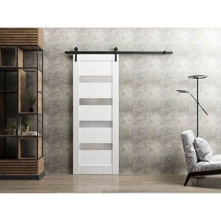 Sartodoors Barn Interior Door, 18" x 80", White QUADRO4113BD-B-WS-18