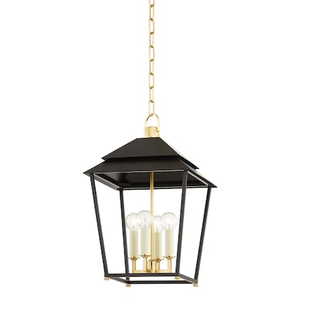 Hudson Valley Lighting Natick 4 Light Lantern 12.5 In. Aged Brass/Black 5119-AGB/SBK