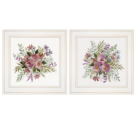 Homeroots Set Of Two Floral Spray I and II White Framed Print Wall Art, 2PK 406002