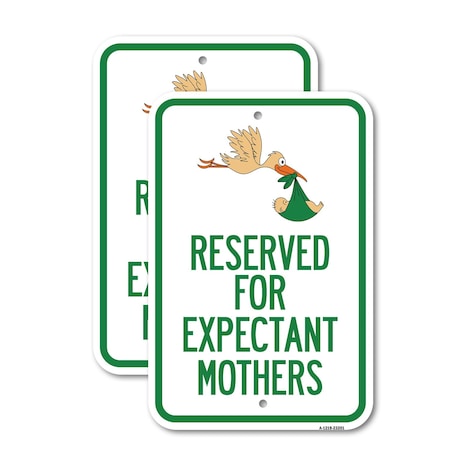 Signmission Reserved for Expectant Mothers With Stork & Baby Graph, 12'' X 18'', Heavy Gauge Aluminum, 2PK A-1218-2PACK-23201