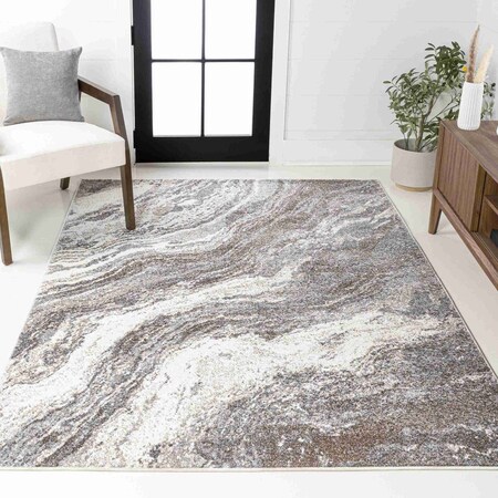 Jonathan Y Kassia Contemporary Glam Abstract Marble Brown/Gray 4 ft. x 6 ft. Area Rug SEU300C-4
