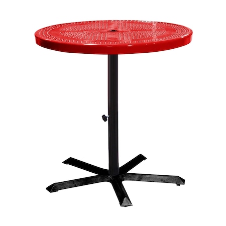 Leisure Craft 36" Round Perforated Pedestal Table, Portable, 40"H, Red 36TAB40-RED