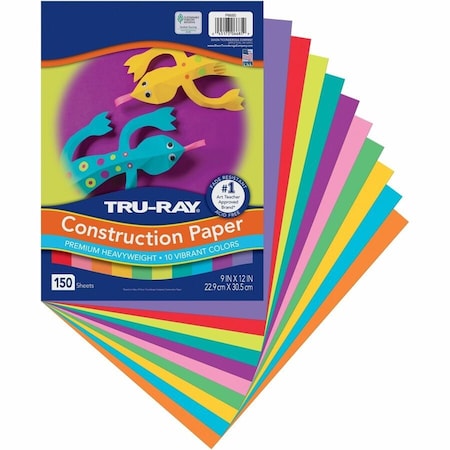Tru-Ray Construction Paper, Art, Craft Project, Assorted, Paper, Sulphite, Fiber, 12PK P6685