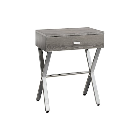 Homeroots 22" Silver And Deep Taupe Wood And Metal End Table With Drawer 333131