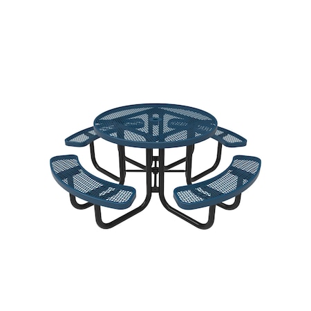 Mytcoat 46in Round Portable Outdoor Table, Light Blue, Seats 8, Expanded Metal, Textured Coating 804105