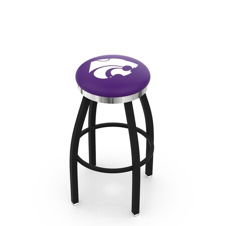 Holland Bar Stool Co 36" Blk Wrinkle Kansas State Swivel Bar Stool, Chrome Ring L8B2C36KnsasS
