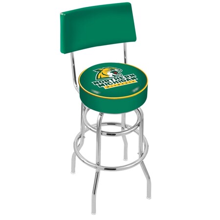 Holland Bar Stool Co 25" Chrome 2-Ring Northern Michigan Swivel Bar Stool, Back L7C425NorMic
