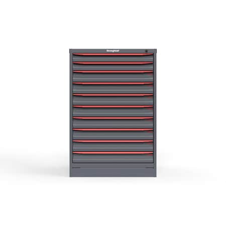 Strong Hold 10 drawer cabinet - (2x 2ft, 8x 3ft) - Red accents - Keyed Different S3044-PPDAS-1003DS