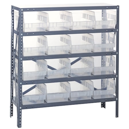 Quantum Storage Systems 5 SHELF OPEN UNIT W/16 BINS CLEAR 1839-208CL