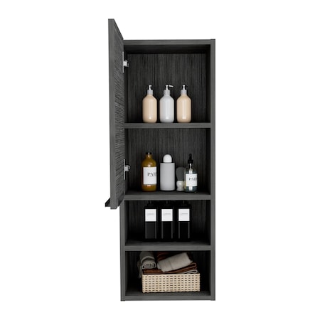 Homeroots 12" Smoky Black Wood Floating Single Door Bathroom Vanity And Medicine Cabinet 543606