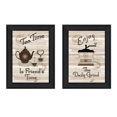 Homeroots Set Of Two Enjoy Tea Time 1 Black Framed Print Kitchen Wall Art, 2PK 405919
