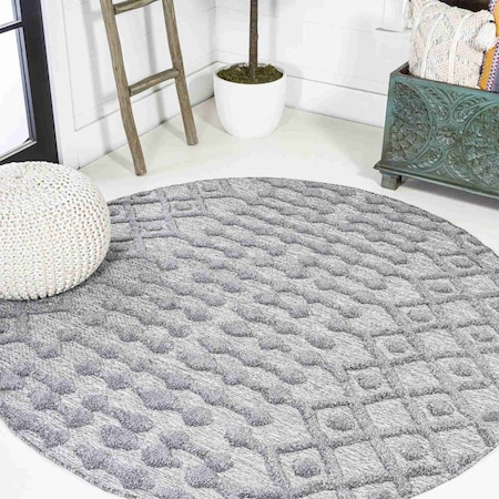 Jonathan Y Peralta Moroccan Diamond Dark Gray 5 ft Round Indoor/Outdoor Area Rug IBZ103A-5R