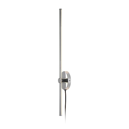 Jonathan Y Anton 27.25" 1-Light Modern Minimalist Iron Adjustable Bar Integrated LED Plug-In Sconce, Chrome JYL7136C