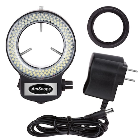 Amscope 144 LED Intensity-adjustable Ring Light for Stereo Microscopes with Black Housing LED-144B-ZK