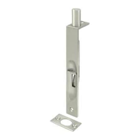 Dendesigns 6 in. Heavy Duty Square Flush Bolt, Satin Nickel - Solid DE843248