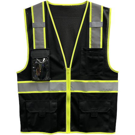 Reflective Apparel Enhanced Visibility Five Pocket Mesh Vest 500GT-BK-MD