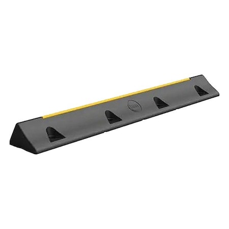 A-Safe Parking Stop, Rubber, 6 1/4 in Height, 39 3/8 in Length, 48 lb, Black/Yellow A-01-22-0010