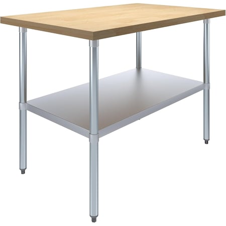 Amgood 30 in. x 48 in. Maple Wood Top Work Table with Adjustable Undershelf MWWT-3048-Z