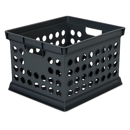 Sterilite Storage Crate, 3 qt, Polypropylene, Black, 15-5/8 in L, 13-3/4 in W, 10-5/4 in H 16940906