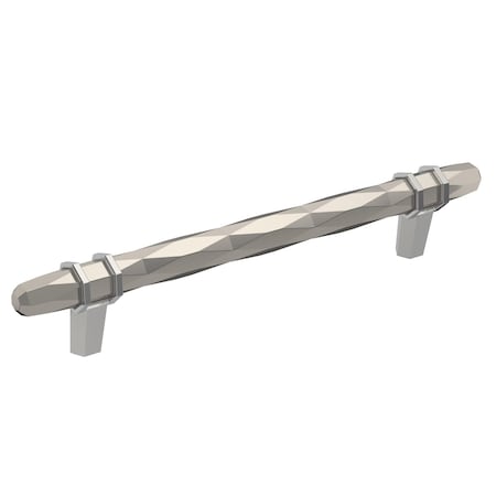 Amerock London 6-5/16 in 160 mm Center-to-Center Satin Nickel/Polished Chrome Cabinet Pull BP36650G1026