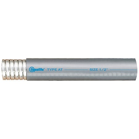 Liquatite Liquid-Tight Flex Metal Conduit, 1-1/2 in Trade Size, 50 ft, 4-1/2 in Bend, Steel, Gray AT-15