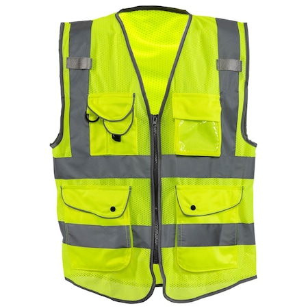 Neiko High Visibility Safety Vest ANSI Class 2, 9 Pockets, Neon Yellow, 6X-Large (6XL) 54067A
