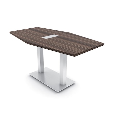Skutchi Designs Hexagon Conference Table With Power Unit, 36 in W, 60 in L, Brown HAR-HEX.IR-36X60-DOU.BK-H3041-EBLK