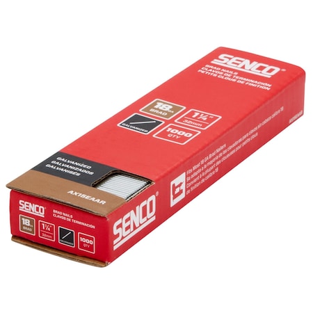 Senco Collated Brad Nail, 1-1/4 in L, 18 ga, Galvanized, Brad Head, Straight AX15EAAR