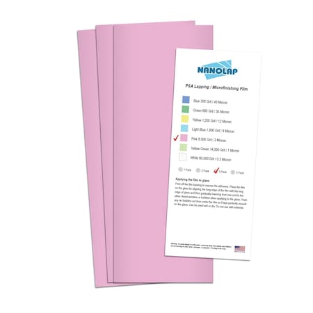 Nanolap PSA Lapping Film, 3 Pc 3 Micron (8,000 Grit), 4-0.25 in x 11 in Microfinishing Fine Sanding Paper 61554N