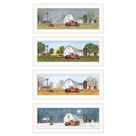 Homeroots Set Of Four Billy Jacobs Four Seasons Collection V White Frame White Framed Print Wall Art, 4PK 406178