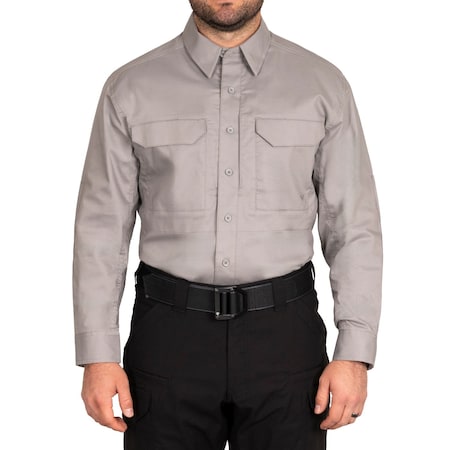 First Tactical Long Sleeve Shirt, 35% Cotton, 65% Polyester, Button, 4 Pocket(s), Nickel Gray, L 111006