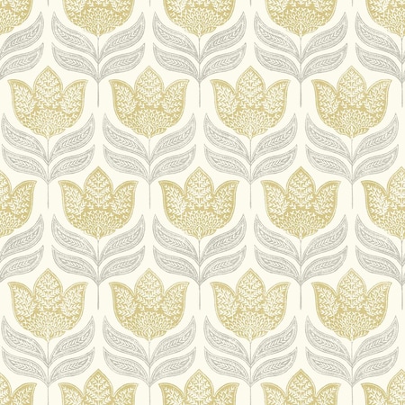 Chesapeake Cathal Mustard Tulip Block Print Wallpaper 3125-72342