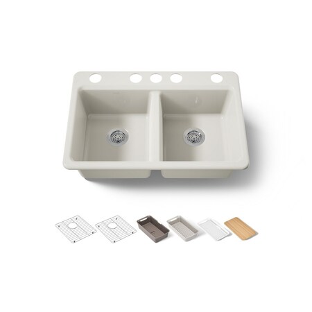 Kohler Riverby 33" undermount double-bowl workstation kitchen sink 8679-5UPC-96