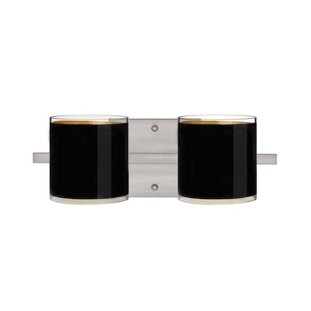 Besa Lighting Pogo Vanity, Black/Inner Gold, Satin Nickel Finish, 2x5W LED 2WS-7180GF-LED-SN