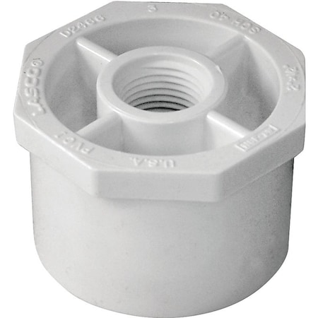 Lasco 438247BC Reducing Bushing, 2 x 12 in, Spigot x FNPT, PVC, White, SCH 40 Schedule 438247-BC