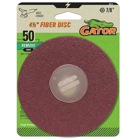 Gator Finishing 4.5 in. Power Angle Grinder Fiber Disc, 50 Grit, Coarse, 3PK 3072