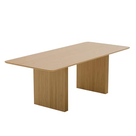 Homeroots 79" Natural Solid Wood Double Pedestal Base Dining Table 721123