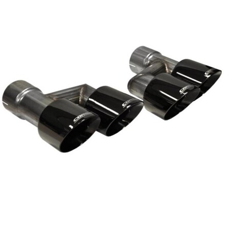 Corsa Exhaust Angle Cut Dual Clamp-On Black Exhaust Tip, Black 14333BLK