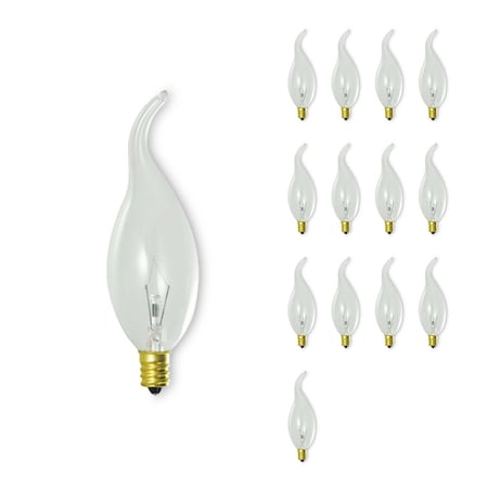 Bulbrite Incandescent CA11 Candelabra Screw Base E12 Light Bulb, 25 Watt, Clear, 14PK 861162