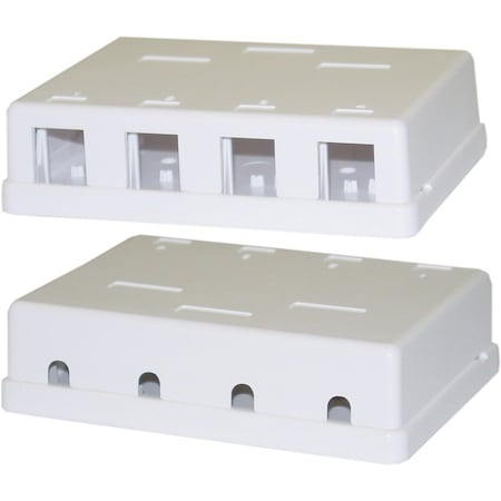 Cable Wholesale Blank Surface Mount Box for Keystones; 4 Hole; White 300-3144E