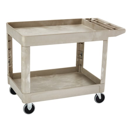 Rubbermaid Commercial Utility Cart with Deep Lipped Plastic Shelves, Structural Foam, 500 lb Load Capacity, 2 Shelves FG452089BEIG