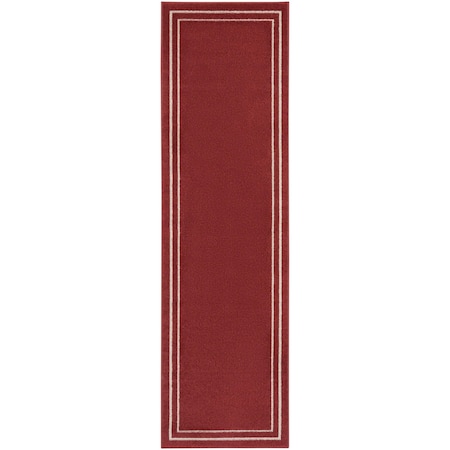 Homeroots 8' Brick Red And Ivory Indoor Outdoor Runner Rug 545494