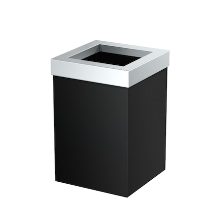 Gatco Modern Square 3 Gal. Wastebasket, Matte Black/Chrome Lid 1915C