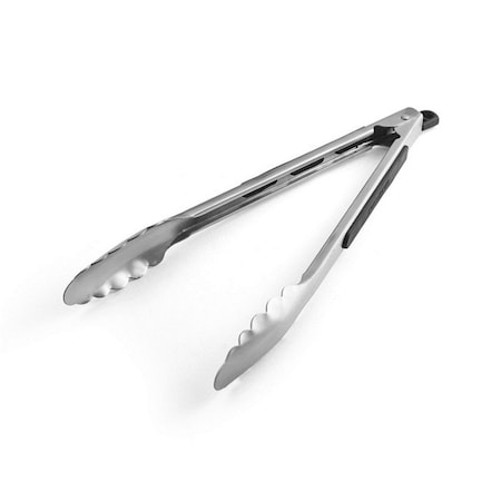 Eat-In Tools 12 in. Silver Silicone & Stainless Steel Tongs EA1679139