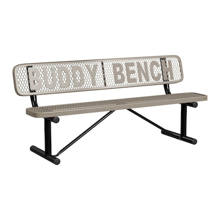 Leisure Craft 6' Personalized Standard Buddy Bench Bench With Back, Expanded Metal, Portable, Beige PB6WBP-BEIGE