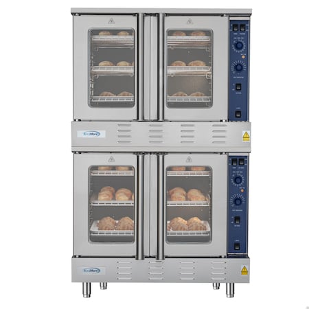 Koolmore 38 in. Full Size Double Commercial Natural Gas Convection Oven 108,000 BTU Total with Stacking Kit KM-DCCO54-NG